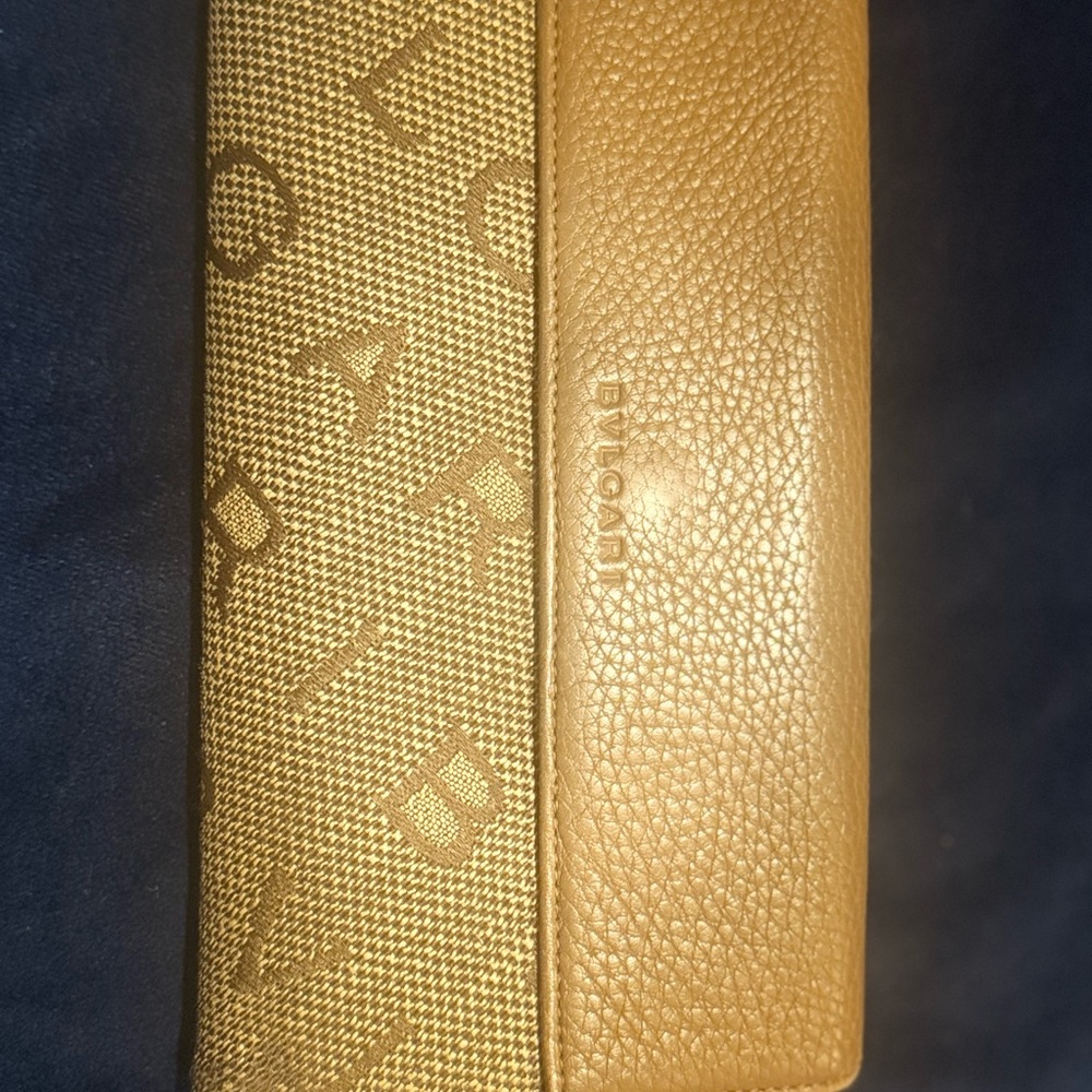 Bvlgari Gold and Tan Wallet